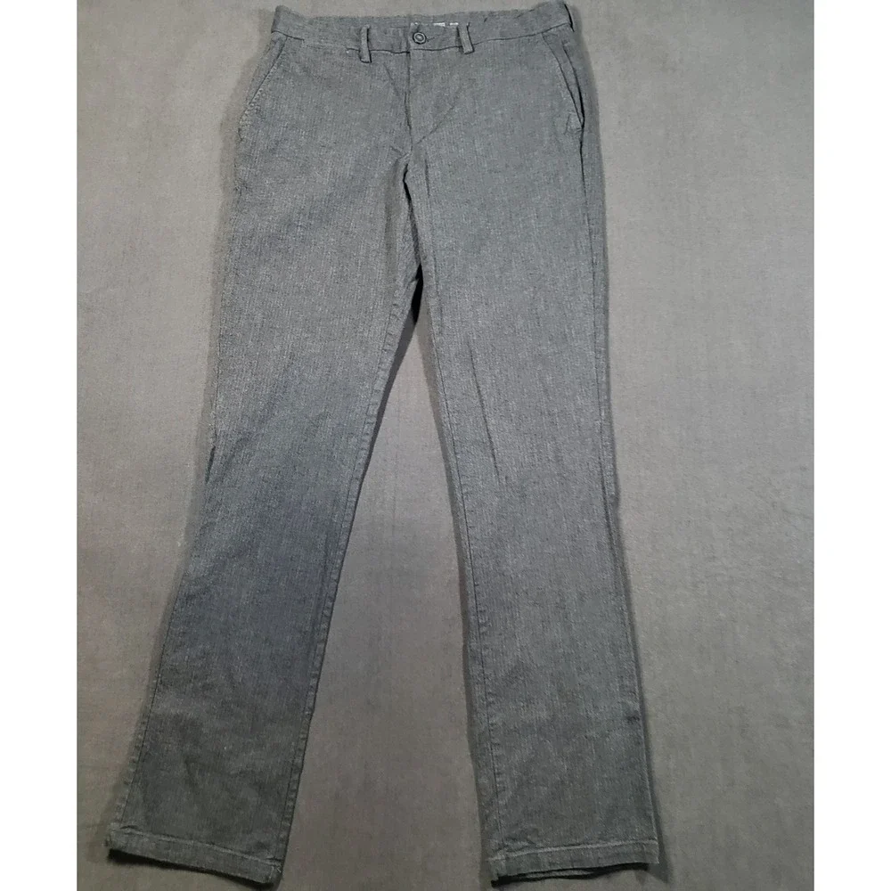 Old Navy Ultimate Straight Pants Mens 33x36 Grey Herringbone Built-In Flex